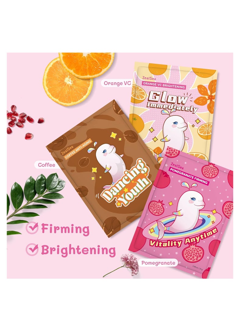 ZealSea Sheet Mask Skin Care (Pack of 7) Beauty Facial Mask Spa Face Mask Birthday Party gifts Women, Men kids Girls - Hydrate, Brighten, Moisturize,Soothe for All Skin Types