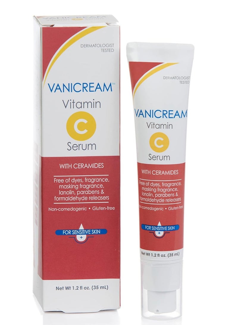 Vanicream Vitamin C Serum - Free of Dyes, Fragrance, Masking Fragrance, Lanolin, Parabens & Formaldehyde Releasers - For Sensitive Skin - 1.2 Fl Oz