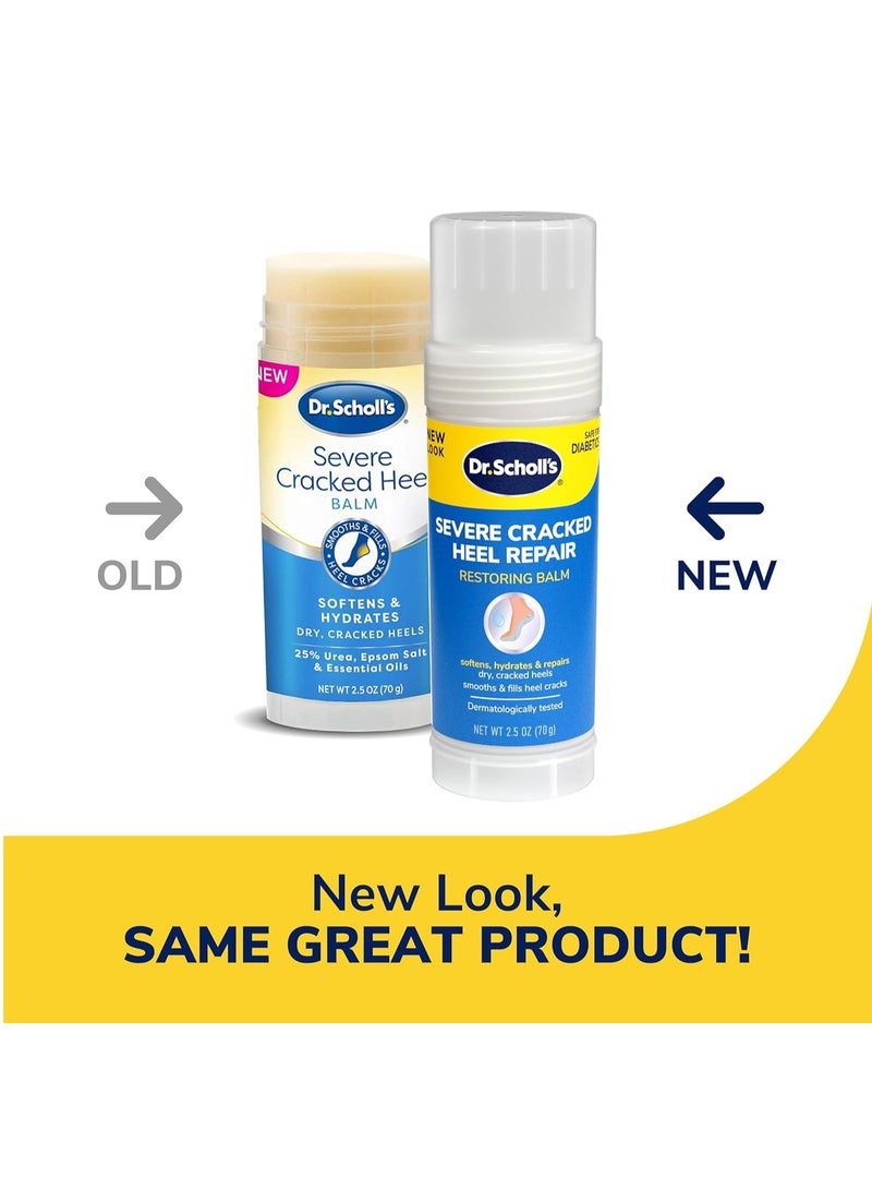 Dr. Scholl's Severe Cracked Heel Repair Restoring Balm 2.5oz, with 25% Urea for Dry, Cracked Feet, Heals and Moisturizes for Healthy Feet