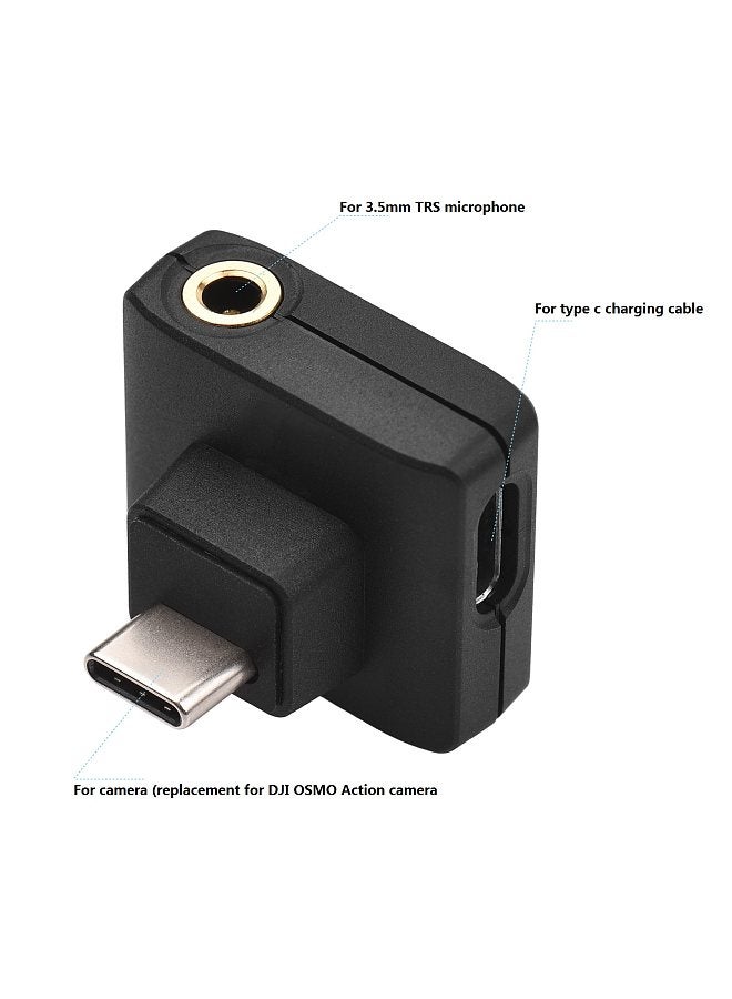 OA-1 Mini Audio Adapter with 3.5mm TRS Microphone Port Type-C Charging Port Replacement for DJI OSMO Action