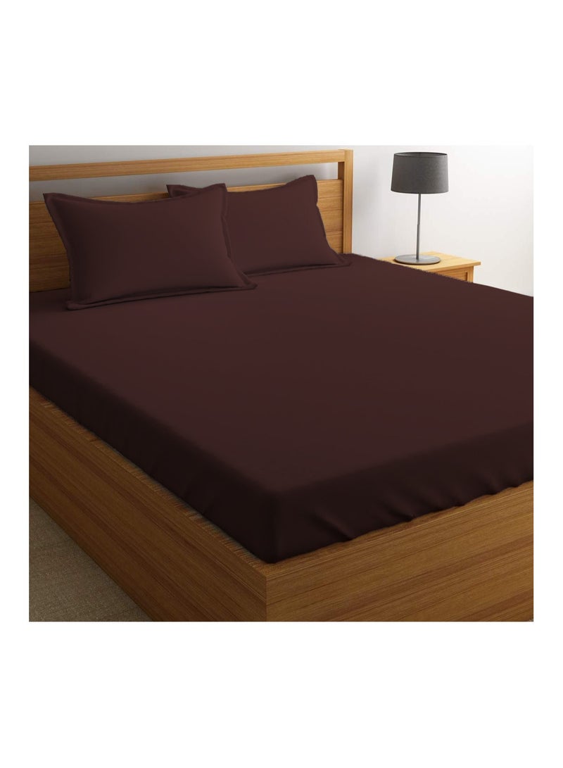 King Size Brown Soft Wrinkle Free Microfiber Bed Sheet Set with Pillow Covers