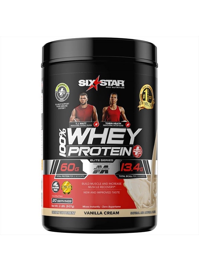Whey Protein Powder + Immune Support Whey Protein Plus | Whey Protein Isolate & Peptides + Muscle Builder | Lean Protein Powder for Muscle Gain & Recovery | Vanilla, 2 lbs