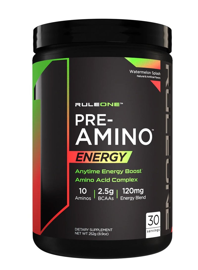 Rule 1 R1 Pre Amino, Support Muscle Recovery and Endurance, Boost Energy, Watermelon Splash Flavor, 30 Servings