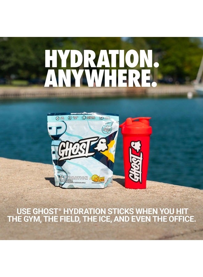 Hydration Packets, Lemon Crush, 24 Sticks, Electrolyte Powder - Drink Mix Supplement with Magnesium, Potassium, Calcium, Vitamin C - Vegan Friendly, Free of Soy, Sugar & Gluten