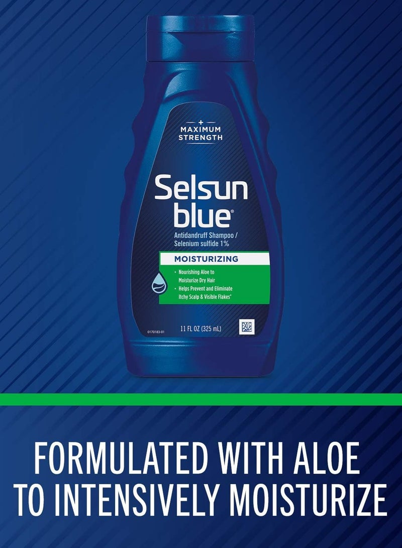 Selsun Blue Moisturizing Antidandruff Shampoo, Maximum Strength Scalp Treatment With Selenium Sulfide, 11 fl. oz.