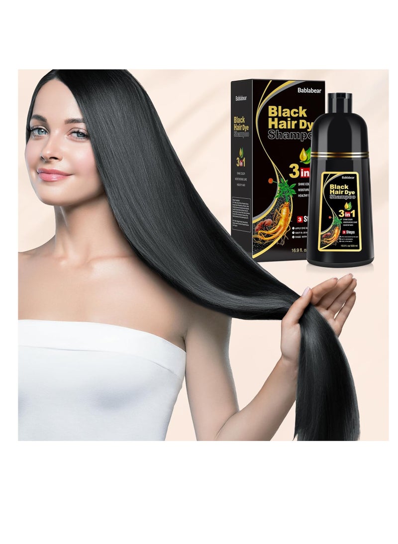 MEIDU Black Hair Dye Shampoo for Gray Hair, Semi-Permanent Hair Color Shampoo for Women and Men, Herbal, 3 in 1 100% Grey Cover.Lasts 30 Days/500ml/Natural herbal