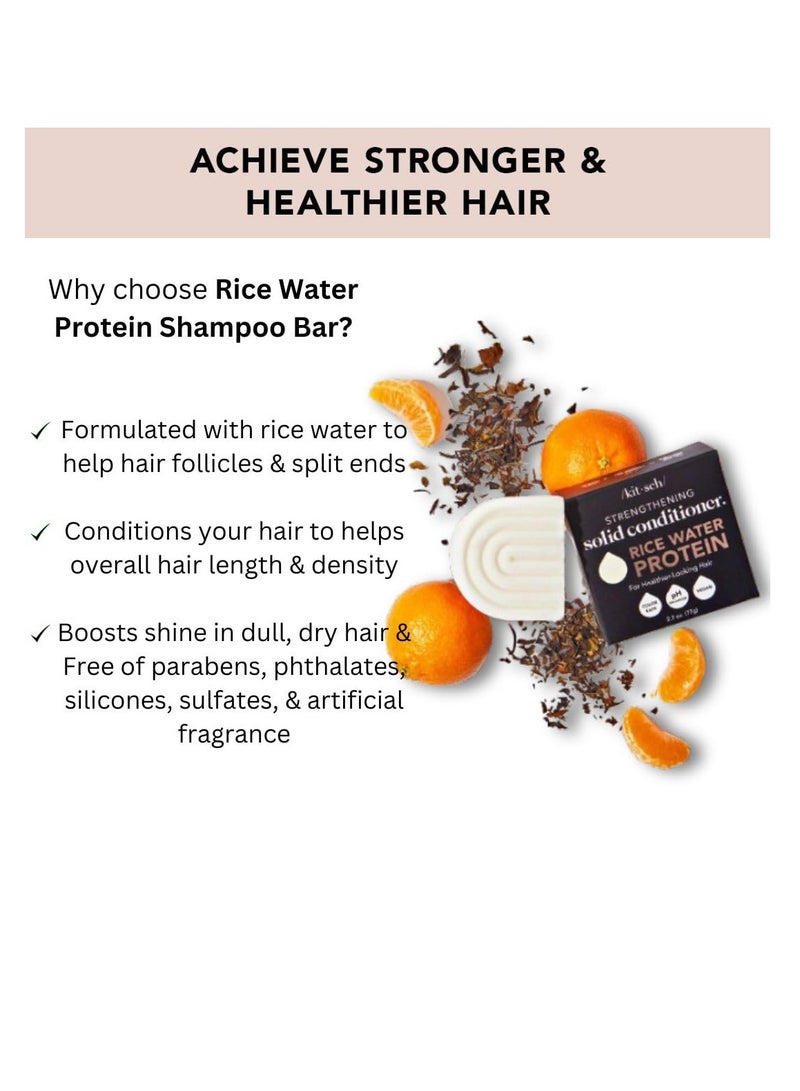 Kitsch Rice Water Protein Conditioner Bar for Hair & Strengthening | Made in US | Eco-Friendly Cleansing and Moisturizing Rice Conditioner Bar | Paraben Free | Sulfate free Conditioner, 2.7 oz