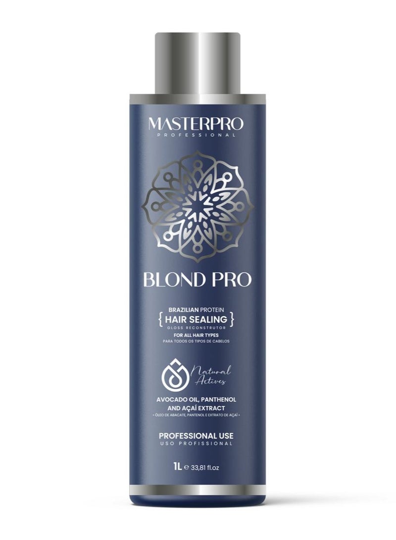 Brazilian Protein BlondPro Protein Hair Treatment with Avocado Oil,D Phanthenol and Acai Extract Frizz Free Hair Smoothing for All Hair Types Soft and Shine 1L