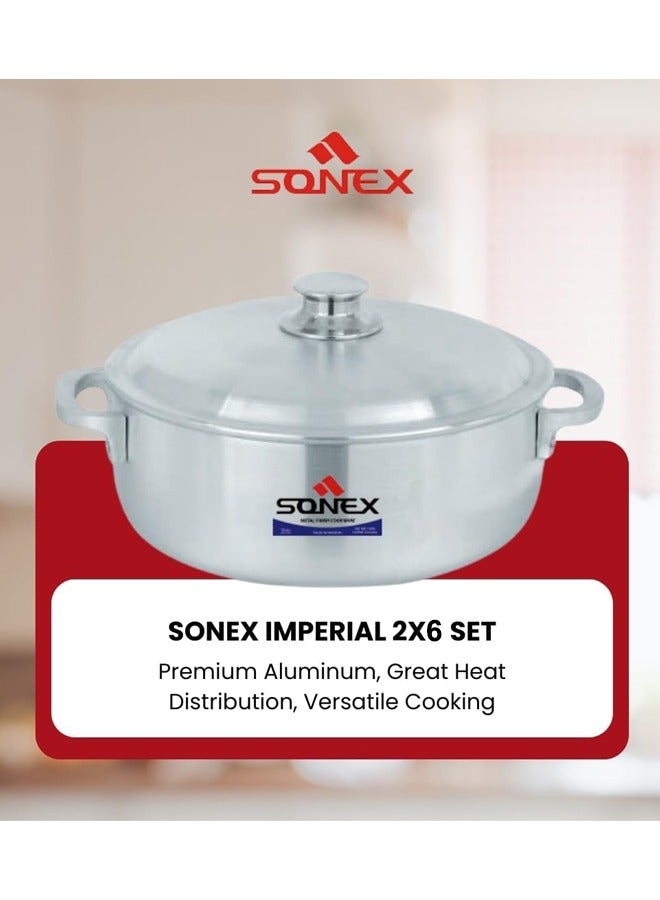 Sonex Imperial Set 2x6 Premium Cookware Bundle, Even Heating Distribution, Heavy Weight, High Quality Metal Finish, Durable Long Lasting Construction, Set of 5 (4,5.5,8.5,12.5,15.5) Ltr