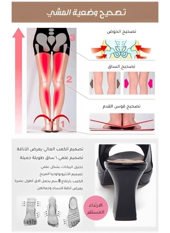 Women's Chunky Heel Sandals Fish Mouth Platform Sandals One Line Buckle High Heel Sandals Open Toe Sandals PU Sandals with Arch Support Comfortable Walking Sandals