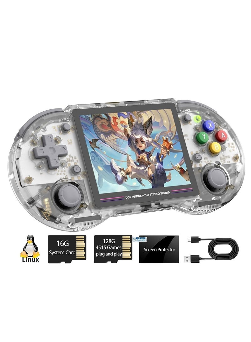 RG353PS Retro Handheld Gaming Console, Single Linux Operating System with RK3566 Chip, 3.5 Inch IPS Display, Includes 128GB TF Card Loaded with 4519 Games, 5G WiFi and 4.2 Bluetooth Compatible