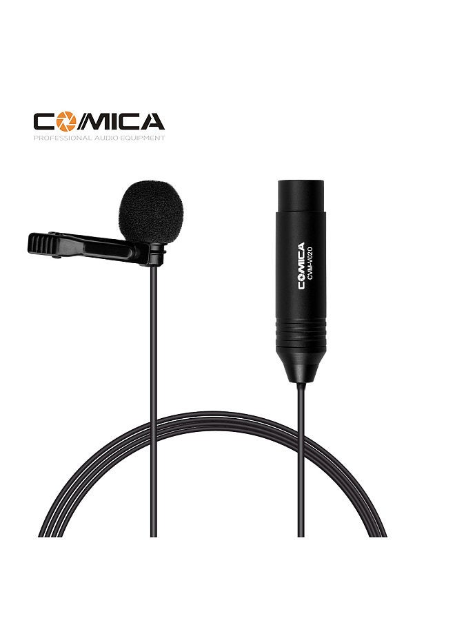 CVM-V02O Omnidirectional Lavalier Lapel Microphone Condenser Mic XLR Plug Supports 48V Phantom Power Compatible with Camcorders Video Recording
