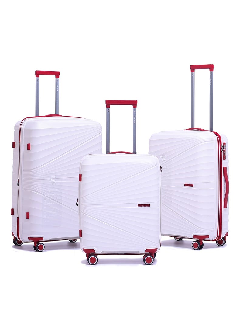 Reflection PP Luggage, Lightweight Hardshell, Expandable with 4 Spinner Wheels and TSA Lock (28-Inch, White)