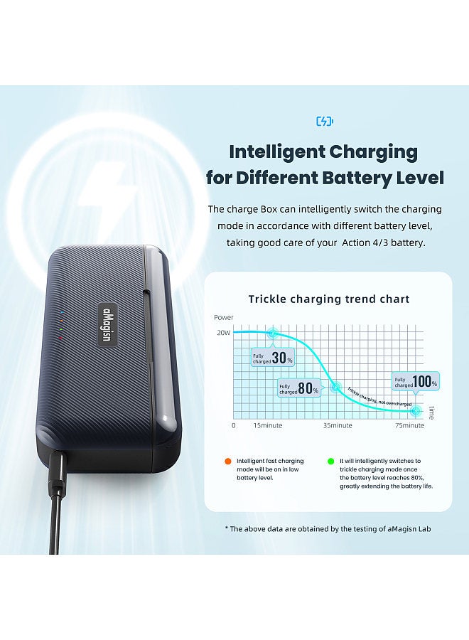 AA07 3-slot Fast Charge Box Battery Charger Type-C PD Fast Charging Case with TF Card Slots Sports Camera Accessory Replacement for DJI OSMO Action 4/3