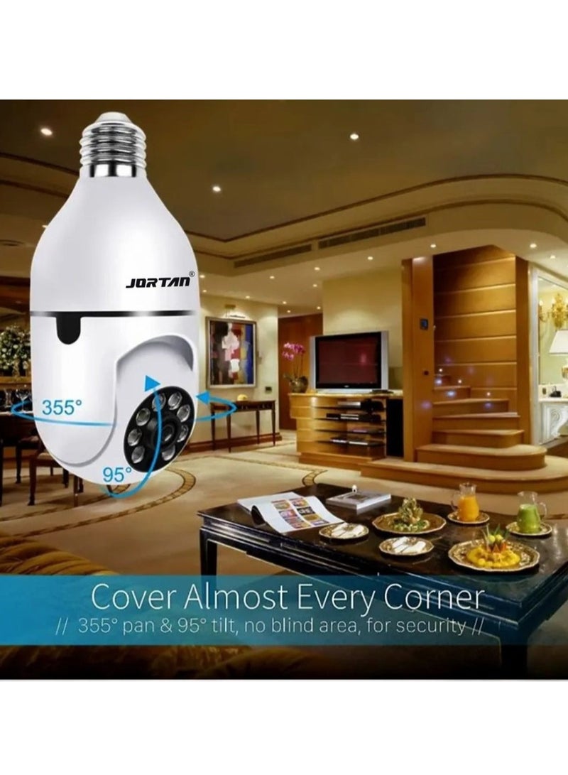 Jortan E27 2MP Light Bulb camera, Color Night Vision, Motion Detection, Two Way Talking, HD Picture, PTZ Control