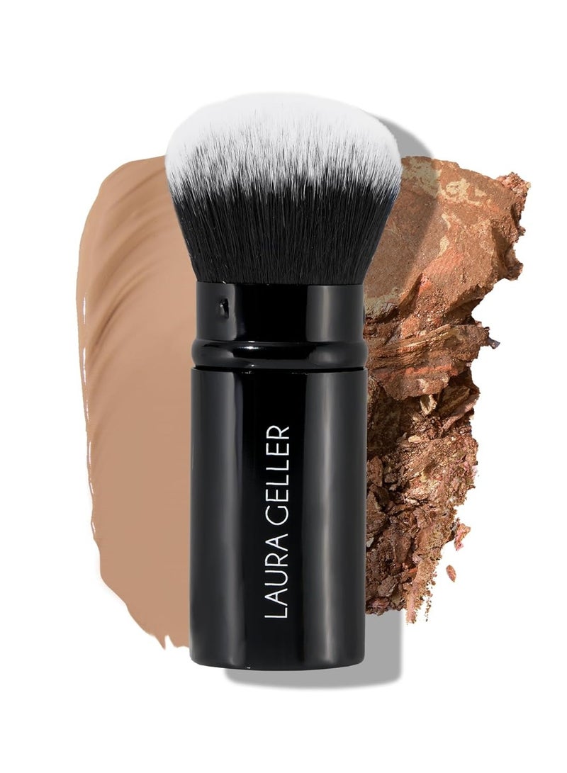 LAURA GELLER NEW YORK Retractable Airbrush Kabuki Brush for All Face Makeup & Foundation for Liquid, Cream and Powder Face Makeup With Aluminum Handle