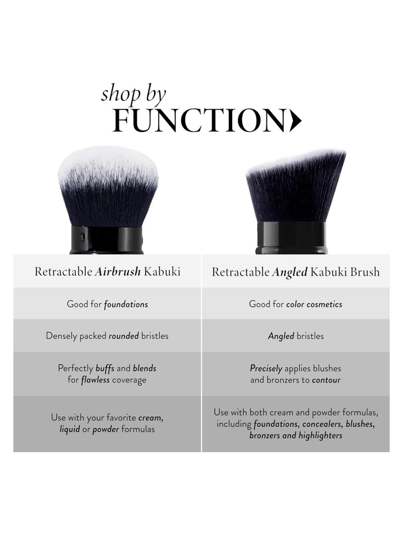 LAURA GELLER NEW YORK Retractable Airbrush Kabuki Brush for All Face Makeup & Foundation for Liquid, Cream and Powder Face Makeup With Aluminum Handle