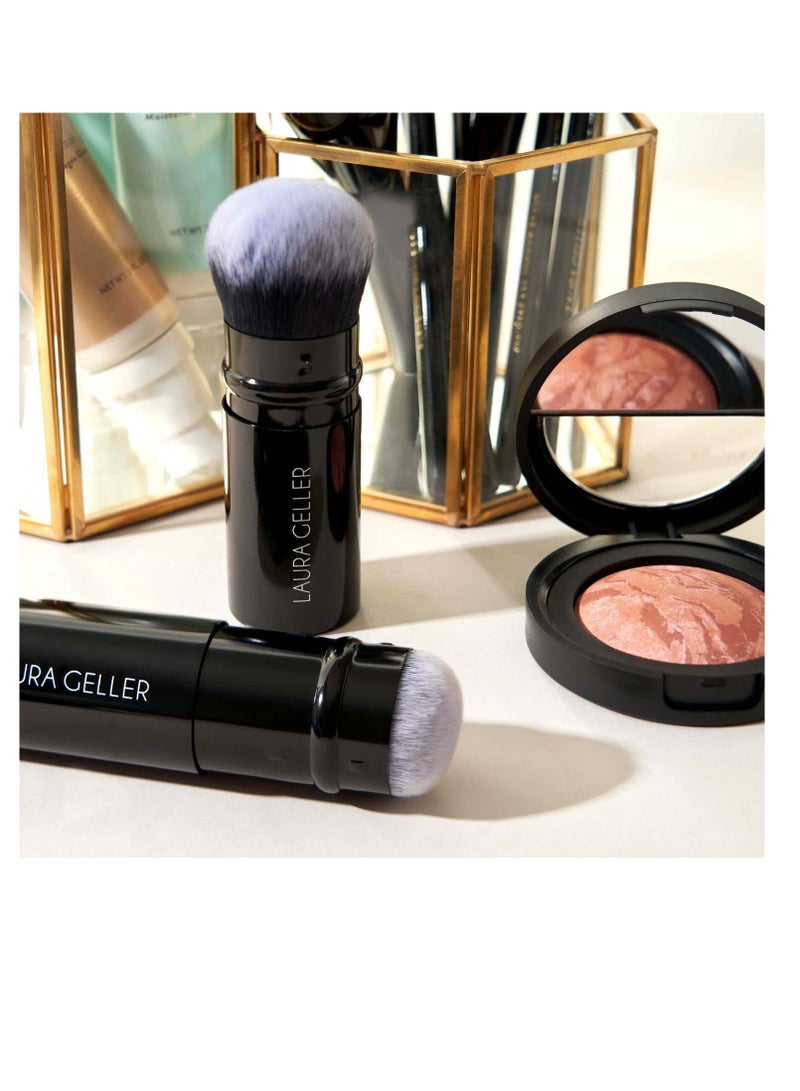 LAURA GELLER NEW YORK Retractable Airbrush Kabuki Brush for All Face Makeup & Foundation for Liquid, Cream and Powder Face Makeup With Aluminum Handle