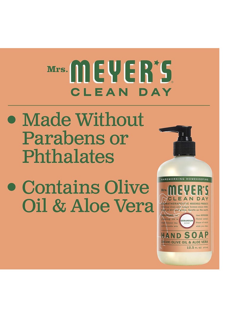 MRS. MEYER'S CLEAN DAY Hand Soap, Made with Essential Oils, Biodegradable Formula, Geranium, 12.5 fl. oz - Pack of 3