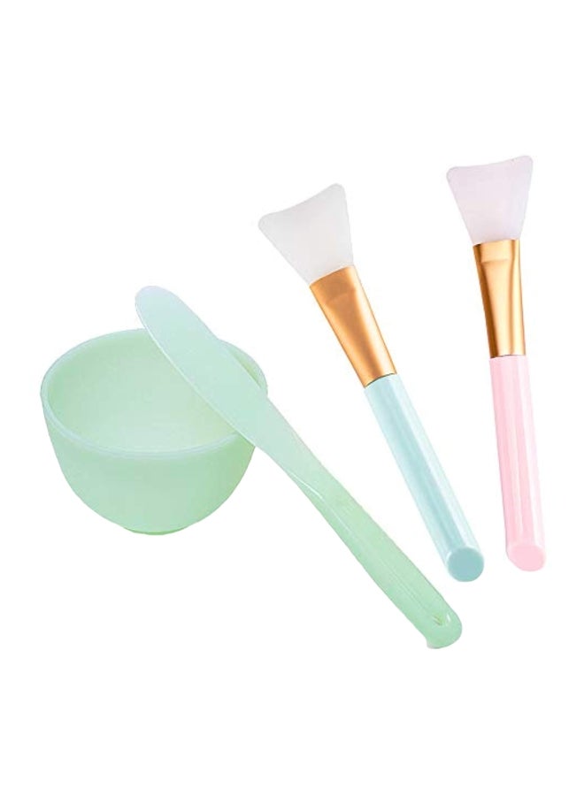 4-Piece Silicone Face Mask Mixing Bowl Set Green/White/Pink