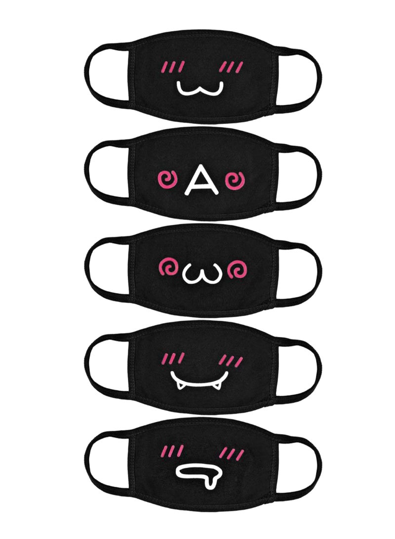 5-Piece Cute Kaomoji Mouth Mask Set