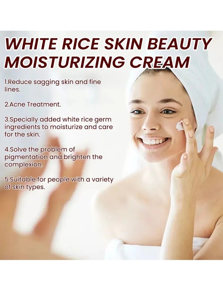 Face Moisturizer Hydration Face Cream, White Rice Rejuvenating Moisturizing Face Serum. Instant Remove Wrinkles Collagen Face Cream, Smooth Face Essence For Nourishing, Tightening Pores Fine Lines