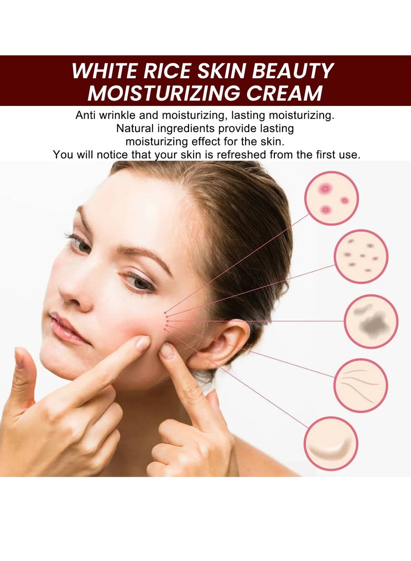 Face Moisturizer Hydration Face Cream, White Rice Rejuvenating Moisturizing Face Serum. Instant Remove Wrinkles Collagen Face Cream, Smooth Face Essence For Nourishing, Tightening Pores Fine Lines