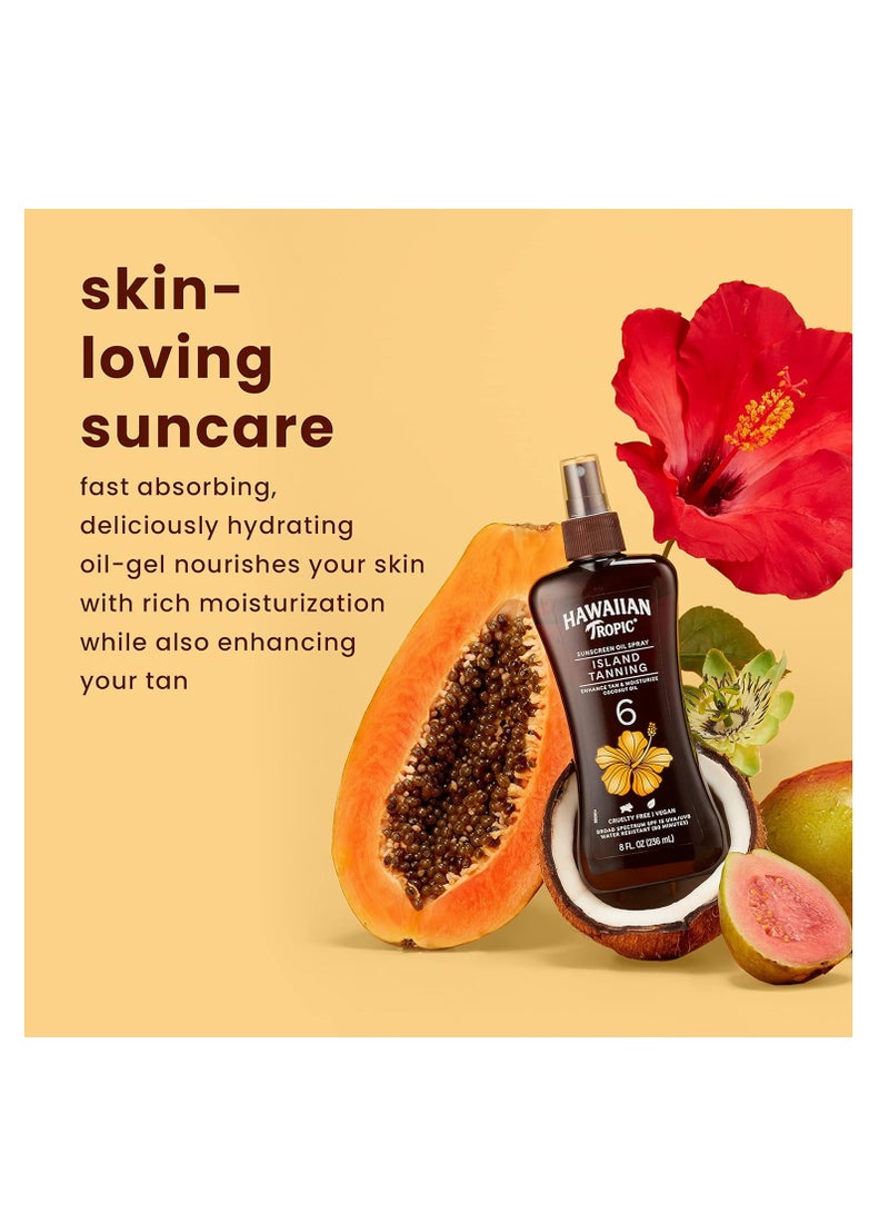 Hawaiian Tropic Island Tanning Oil Spray Sunscreen SPF 6, 8oz | Tanning Sunscreen, Tanning Oil with SPF, Moisturizing Body Oil, Hawaiian Tropic Oil, Oxybenzone Free Outdoor Tanning Oil, 8oz