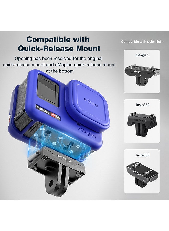 AC19 Silicone Camera Protectiv Kit Camera Protector Case + Lense Cover + 2 Straps Compatible with Insta 360 Ace Pro Camera