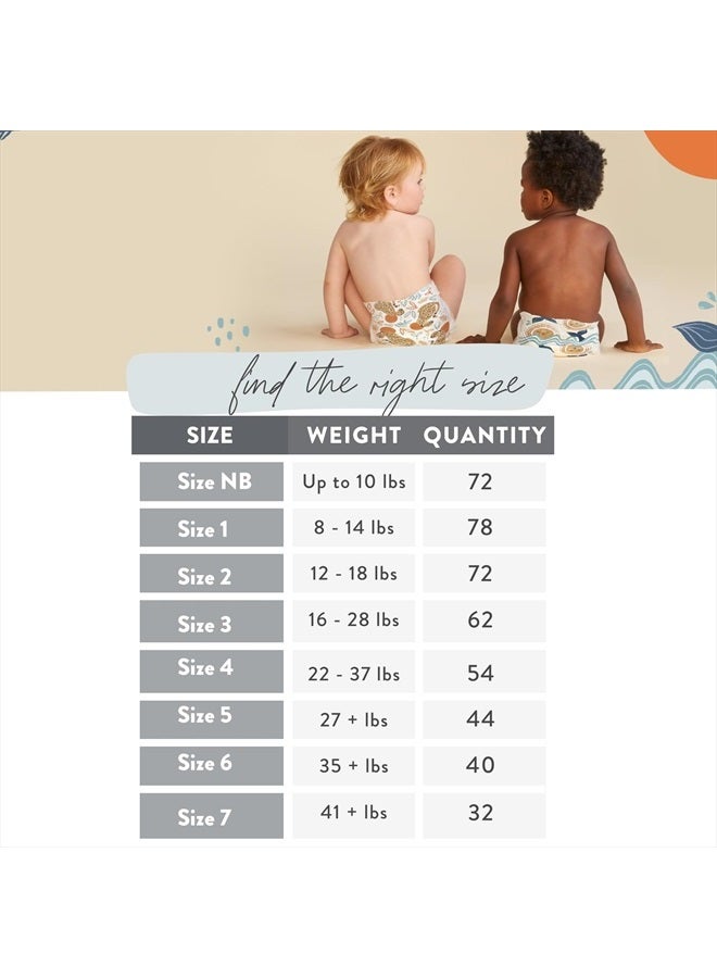 Clean Conscious Diapers | Plant-Based, Sustainable | Rose Blossom + Tutu Cute | Club Box, Size 1 (8-14 lbs), 78 Count