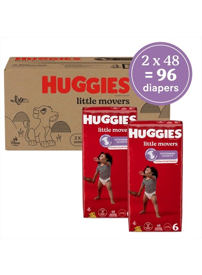 Huggies Size 6 Diapers, Little Movers Baby Diapers, Size 6 (35+ lbs), 96 Ct (2 Packs of 48)