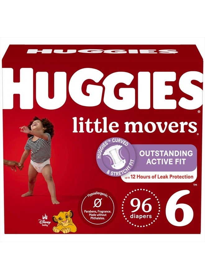 Huggies Size 6 Diapers, Little Movers Baby Diapers, Size 6 (35+ lbs), 96 Ct (2 Packs of 48)