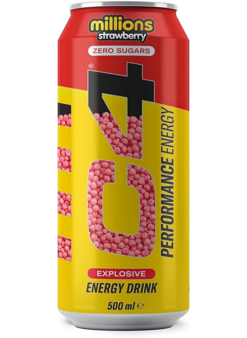 C4 Performance Energy Carbonated RTD 12x500ml- Millions Strawberry