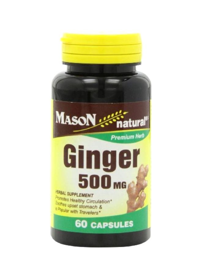 Natural Ginger Herbal Supplement (500 Mg) - 60 Capsules