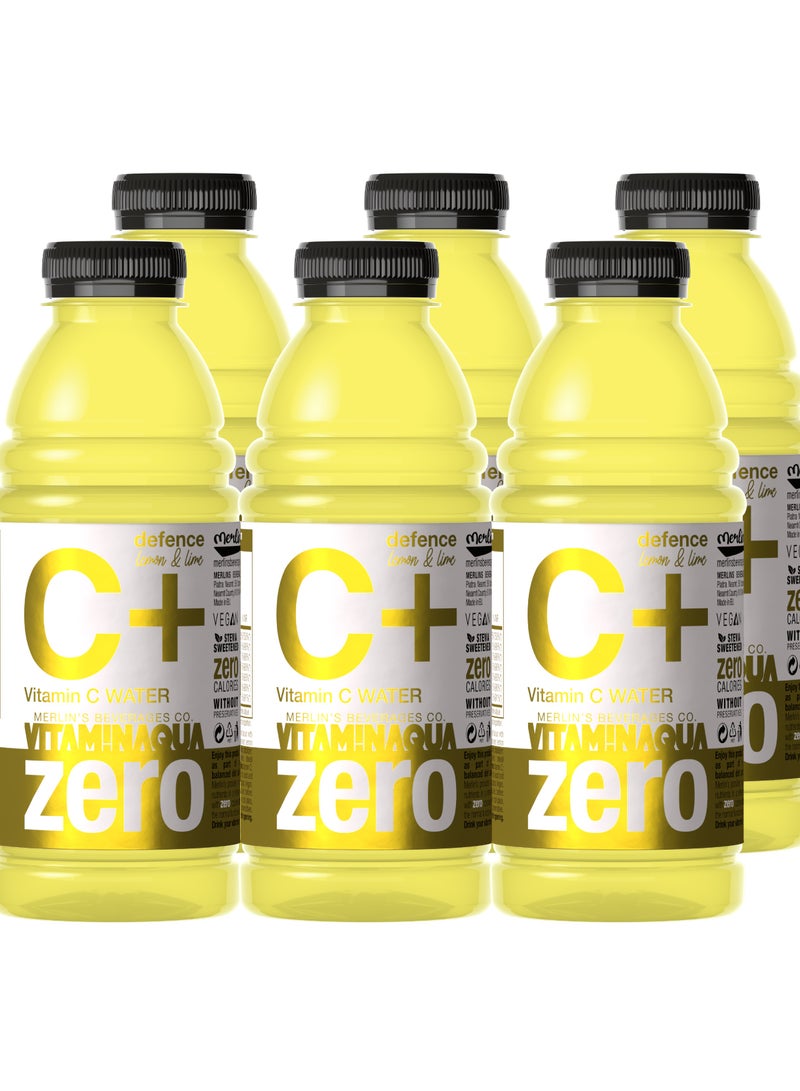 Vitamin Aqua ZERO Defence C+ Lemon & Lime 6x600ml ZERO SUGAR