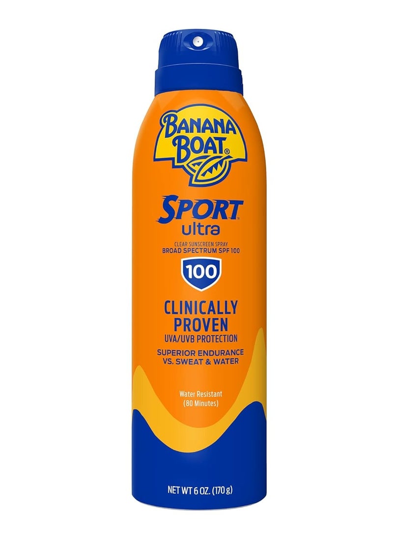 Banana Boat Sport Ultra SPF 100 Sunscreen Spray, 6oz | Sport Sunscreen Spray SPF 100, Banana Boat Sunscreen SPF 100 Spray, High SPF Sunscreen, Water Resistant Sunscreen, 6oz