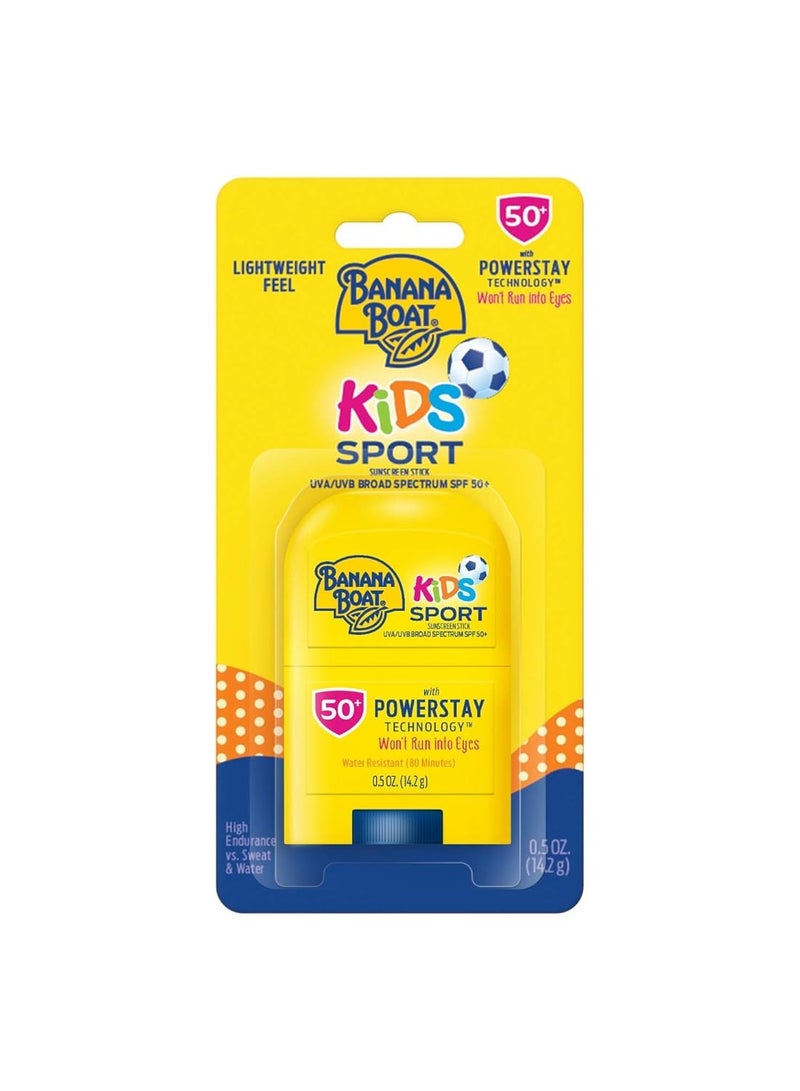 Banana Boat Kids Sport Sunscreen Stick SPF 50, 0.5oz | Travel Size Sunscreen, Childrens Sunscreen, Kids Sunblock, Oxybenzone Free Sunscreen for Kids, Mini Sunscreen SPF 50, 0.5oz