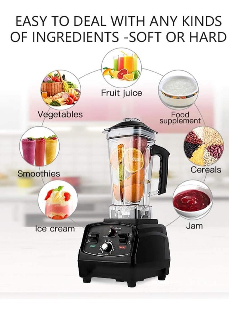 Professional Countertop Blender, Kitchen Blender Food Mixer 2200W Smoothie Maker 2000Ml Smoothies and Milkshakes, Black