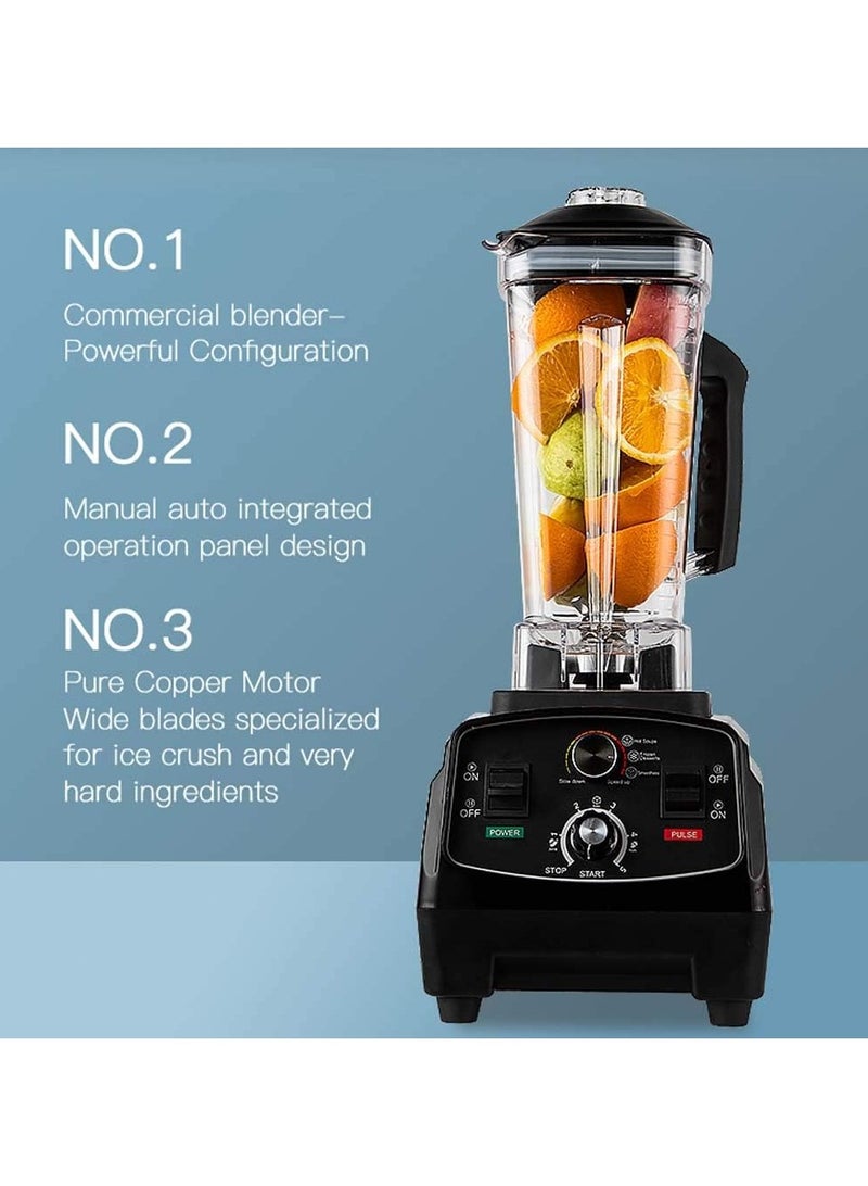 Professional Countertop Blender, Kitchen Blender Food Mixer 2200W Smoothie Maker 2000Ml Smoothies and Milkshakes, Black