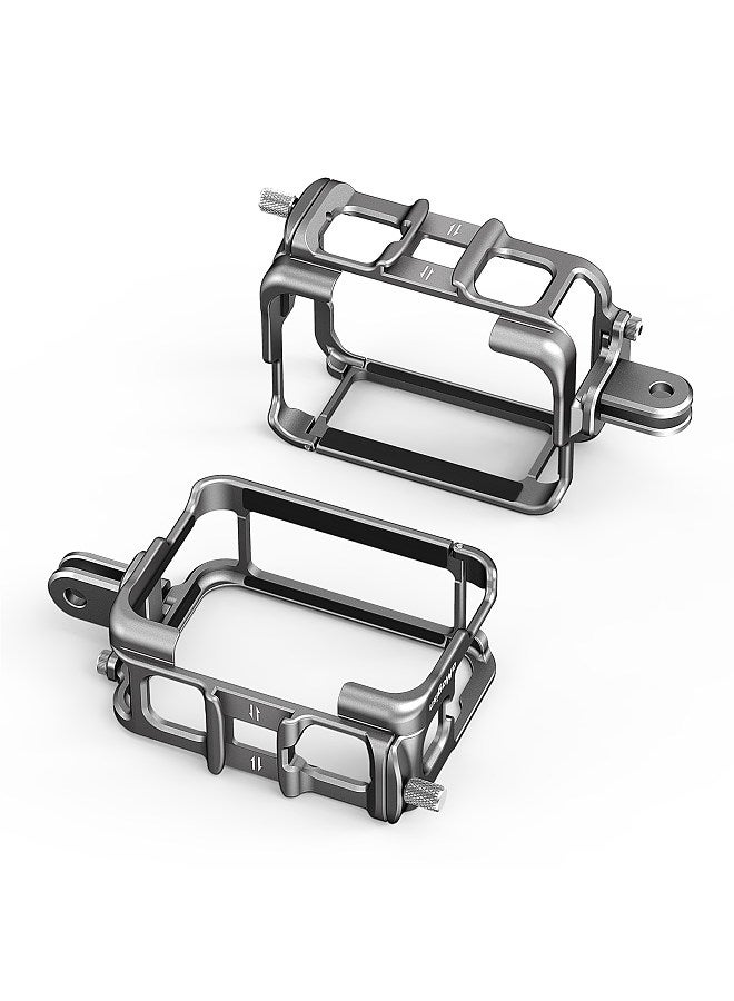 AC01 Sports Camera Video Cage Camera Cage Aluminum Alloy with Dual Cold Shoe Mounts & Sports Camera Adapter Metal Protective Frame Compatible with Insta360 Ace/Ace Pro