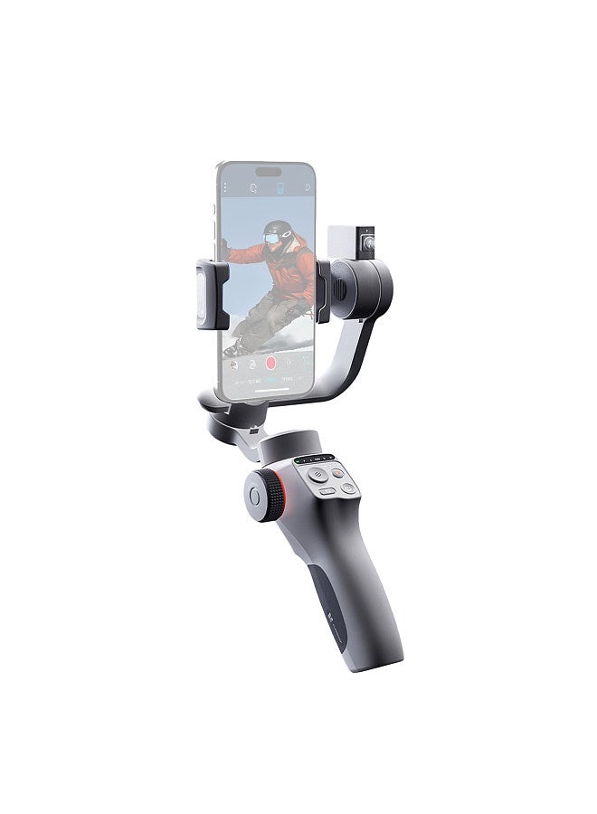 Capture 5 3-Axis Stabilizer Gimbal Stabilizer with LCD Screen for Smartphone 450g/0.99lbs Payload Anti-shaking Support BT Connection App Control with LED Light AI Active Tracker Module & Tripod Stand