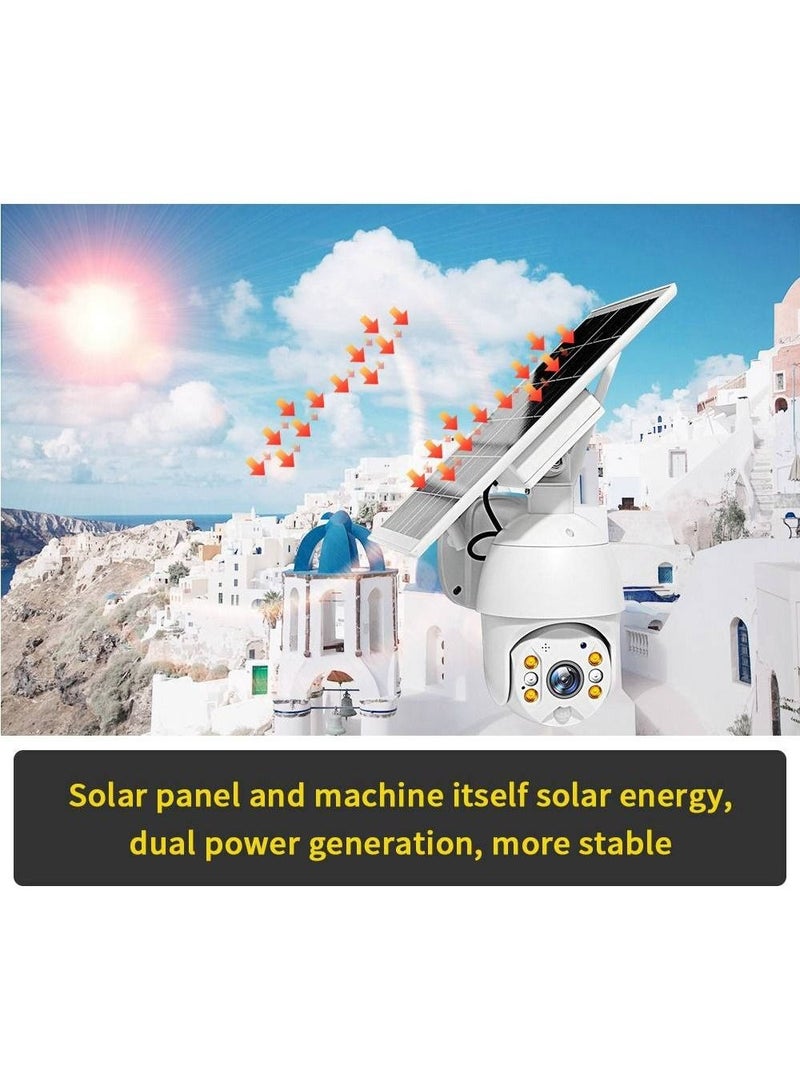 4G LTE SIM Card IP Security Camera, CCTV Camera, Outdoor 1080P Night Vision, Solar Dome, PTZ, Color IR Night Vision, Dual Sensor Motion Detection, Tilt Surveillance Camera System With Solar Panel