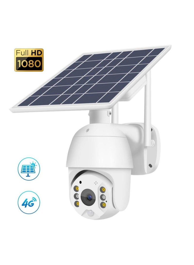 4G LTE SIM Card IP Security Camera, CCTV Camera, Outdoor 1080P Night Vision, Solar Dome, PTZ, Color IR Night Vision, Dual Sensor Motion Detection, Tilt Surveillance Camera System With Solar Panel