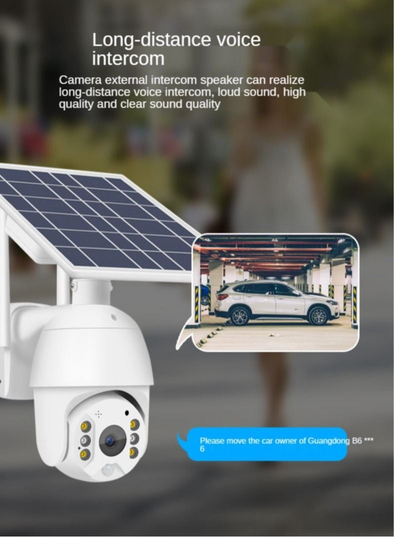 4G LTE SIM Card IP Security Camera, CCTV Camera, Outdoor 1080P Night Vision, Solar Dome, PTZ, Color IR Night Vision, Dual Sensor Motion Detection, Tilt Surveillance Camera System With Solar Panel