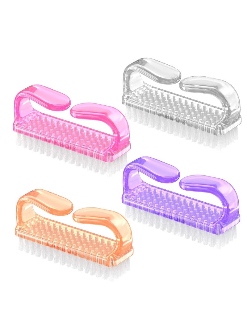 Handle Grip Nail Brush, Nail Brushes Hand Fingernail Brush Cleaner Scrubbing Kit Pedicure for Toes and Nails Men Women (4 Pack)