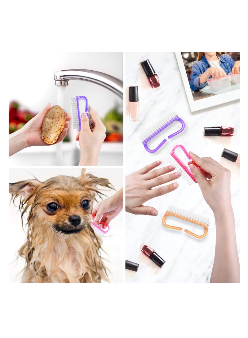 Handle Grip Nail Brush, Nail Brushes Hand Fingernail Brush Cleaner Scrubbing Kit Pedicure for Toes and Nails Men Women (4 Pack)