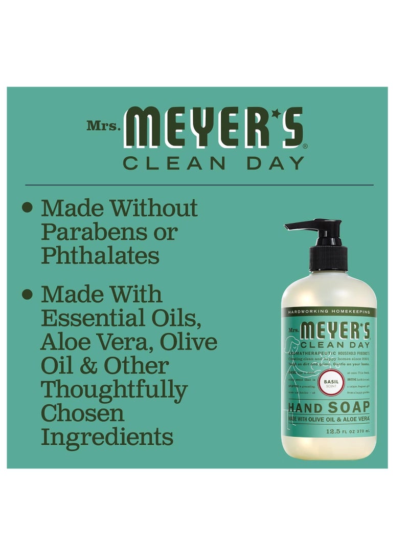 MRS. MEYER'S CLEAN DAY Hand Soap, Made with Essential Oils, Biodegradable Formula, Basil, 12.5 fl. oz