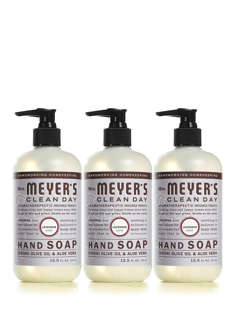 MRS. MEYER'S CLEAN DAY Hand Soap, Made with Essential Oils, Biodegradable Formula, Lavender, 12.5 fl. oz - Pack of 3