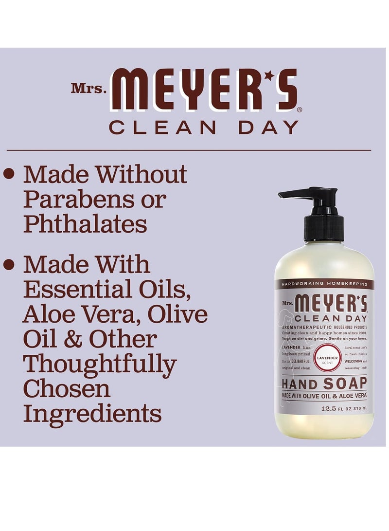 MRS. MEYER'S CLEAN DAY Hand Soap, Made with Essential Oils, Biodegradable Formula, Lavender, 12.5 fl. oz - Pack of 3