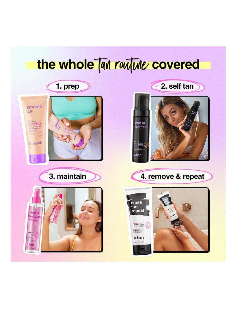 b.tan Violet Self Tanner Kit | Fall In Love at First Tan Bundle - Dark Self Tan Mousse w Self Tanning Mitt Applicator, 1 Hour Sunless Tanner, Fast Self Tan, No Fake Tan Smell, Vegan, 6.7 Fl Oz